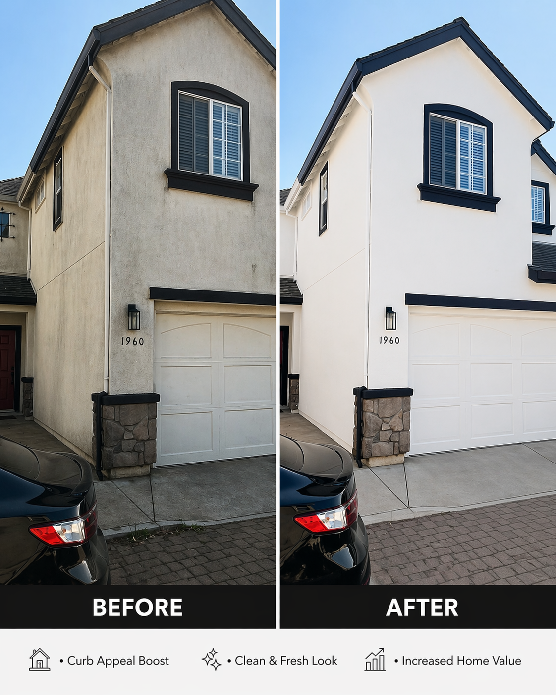 Before and after exterior house painting in Monterey County