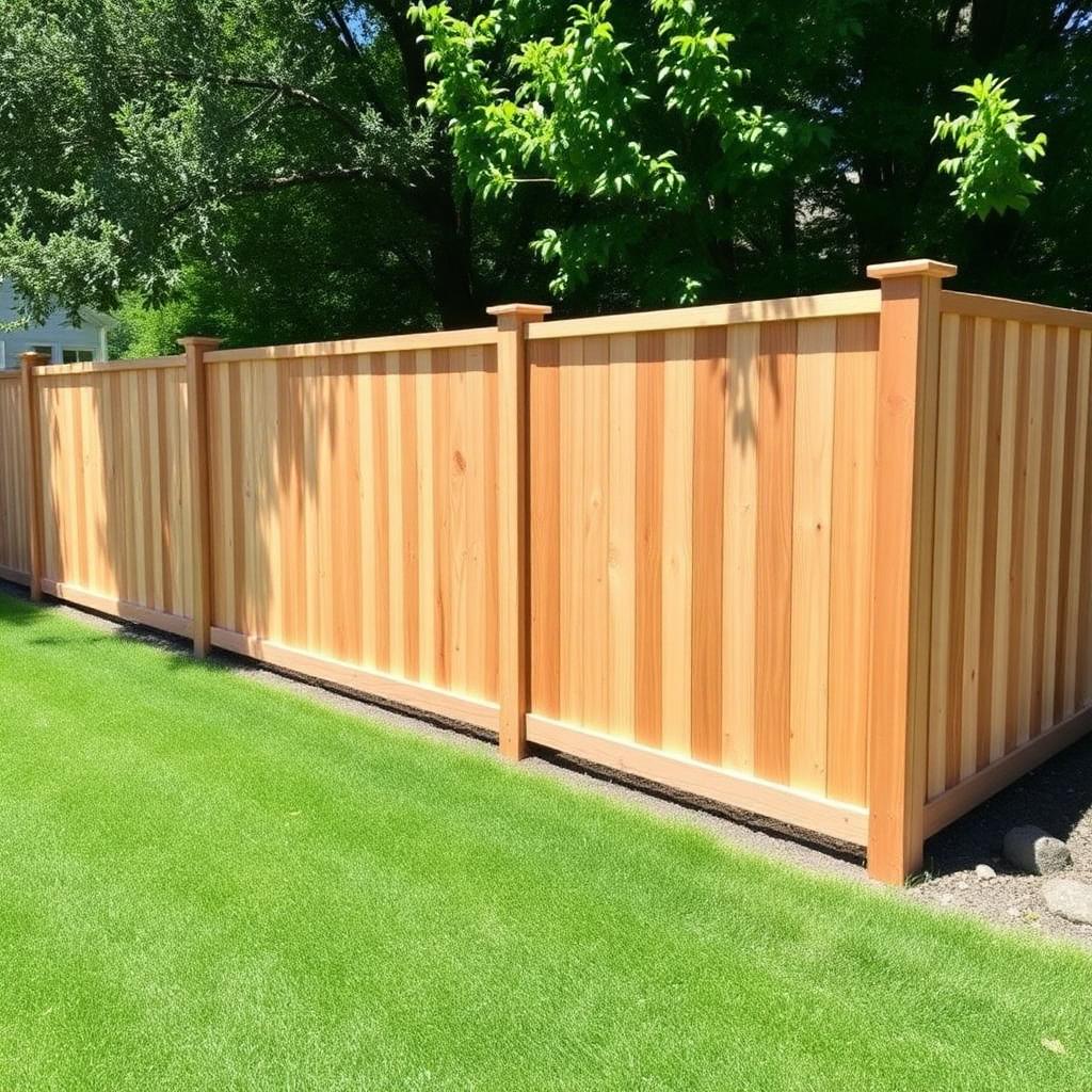 New cedar privacy fence installation